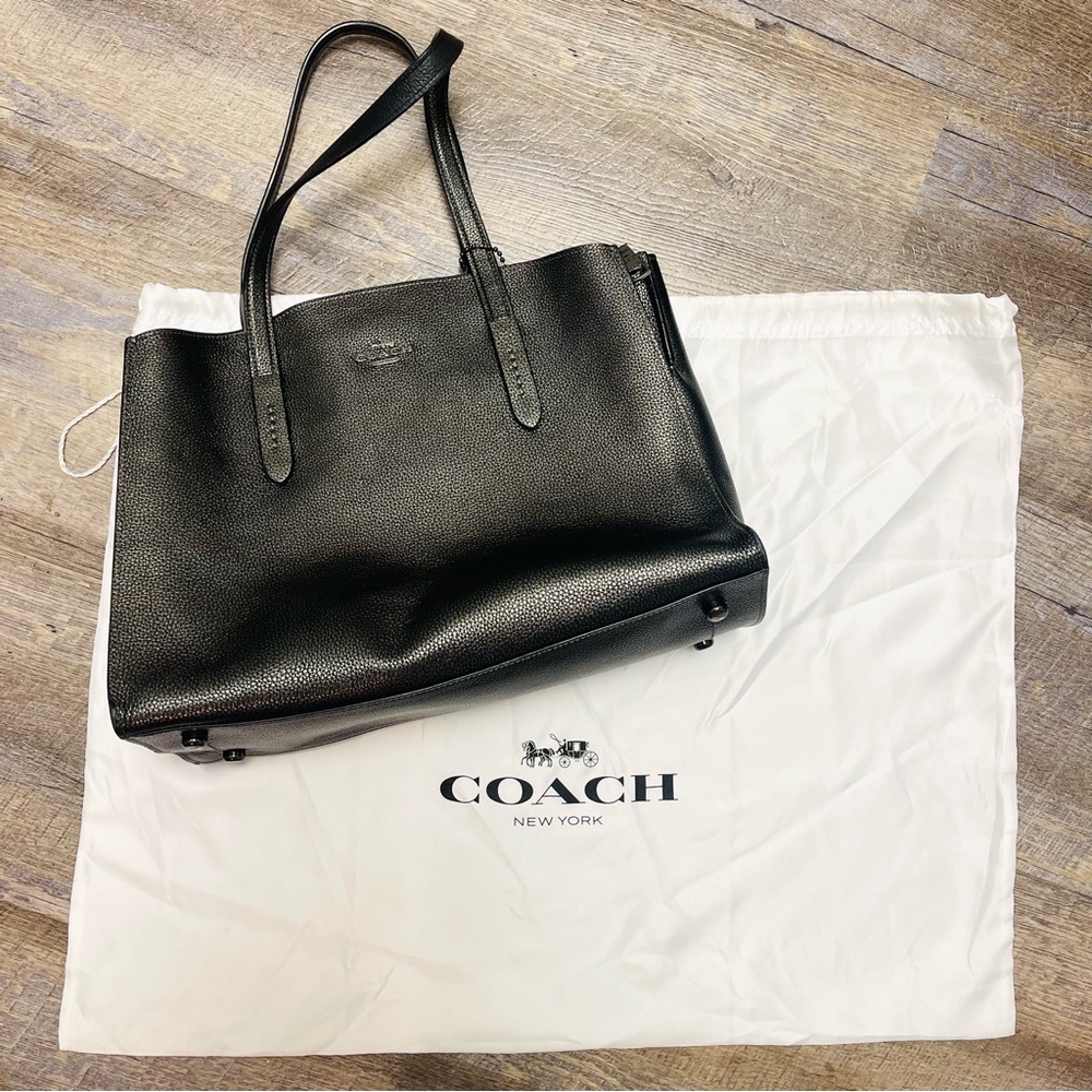 Coach Black Leather Tote Bag
